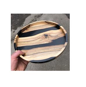 Plateau de service décoratif en bois et en résine époxy de conception unique Plateau fait main de nouveau style de taille personnalisée Utilisation en cuisine - Product Image 1