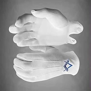 Gants brodés maçonniques réutilisables de haute qualité Gants en coton blanc pour cérémonies - Product Image 3