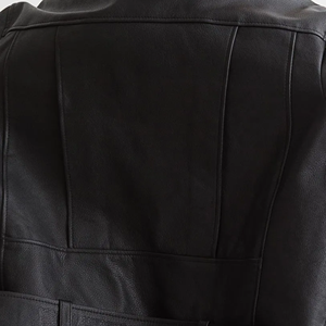 Chaqueta Bomber de Cuero Desgastado Informal para Mujer, Forro de Spandex, Transpirable, Resistente al Viento, Ecológica, Mangas Desmontables, Invierno - Product Image 4