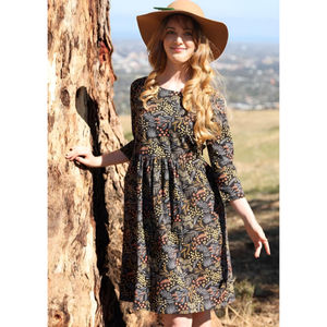 Robe bohème Avery 100% coton, imprimé floral Twilight, usage quotidien, lavable, longueur genou, pour l'été, le printemps, l'automne, ODM - Product Image 2