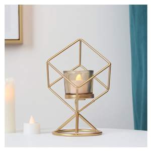 Bougeoir décoratif de mariage d'or en métal de conception nouvelle et simple de DSH. - Product Image 5