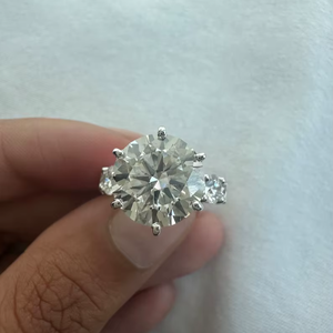 Anillo de diamante cultivado en laboratorio de Plata de Ley 925, anillo de diamante de 5 quilates, anillo de diamante eterno de 5 quilates, anillo de diamante grande - Product Image 1