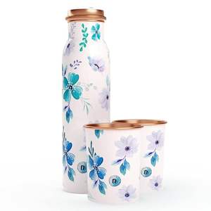 Budget Friendly Printed Copper <b>Bottle</b> Polished Finish <b>Water</b> <b>Bottle</b> for Daily Drinking Premium Look Printed Copper <b>Bottle</b> - Product Image 1