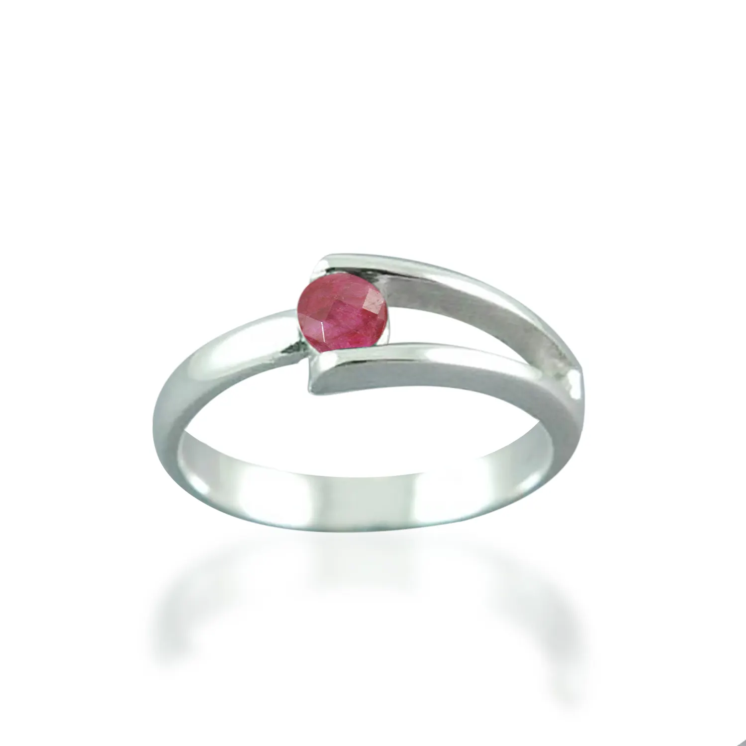Round Ruby 925 Sterling Silver Birthstone Gemstone Claw Setting Dainty Wedding Wholesale Ring Jewelry for Women