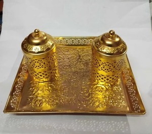 Juego de Recipientes de Almacenamiento de Metal de Cobre y Oro, Diseño Moderno y Tradicional con Tallado Brillante y Martillado, Recipientes Cilíndricos - Product Image 4