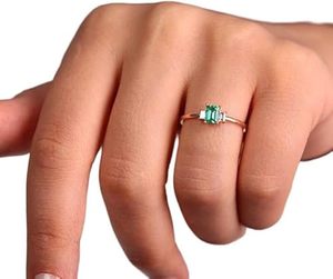 Anillo de mujer Esmeralda natural Topacio blanco Piedra preciosa May Birthstone Aniversario Cluster Joyería hecha a mano Anillo de plata esterlina 925 - Product Image 3