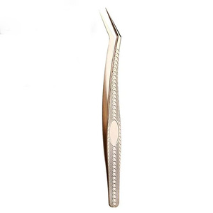 Pince à cils en acier inoxydable personnalisée avec logo imprimé, antistatique, pointe en fibre, nano-grip, pour extensions de cils - Product Image 4