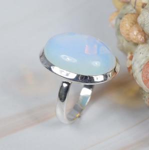 แหวนอัญมณีแฟชั่นสีเงิน925โอปอลสีขุ่นแหวนสง่างามเครื่องประดับแฮนด์เมดจี้รูปวงรีของขวัญสำหรับคริสต์มาส - Product Image 3