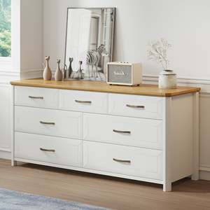 Commode de chambre moderne à 7 tiroirs, grande commode de rangement en bois, unité de rangement large et minimaliste - Product Image 2