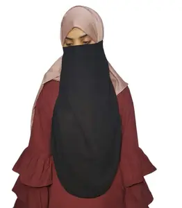 Wholesale Best Quality Nakab Muslim Women Elasticated Customize Round Half Niqab Long Face Veil Islamic Clothing Burqa Hijab