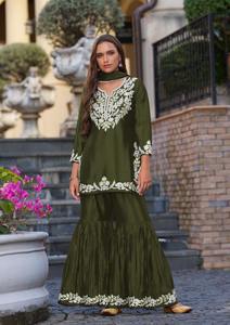 Ltaetst Evergreen Designer Outfit Modern Style Heavy Chinon Kurti Pant & Dupatta With Heavy Broderie Work World Wide Exportateur - Product Image 4