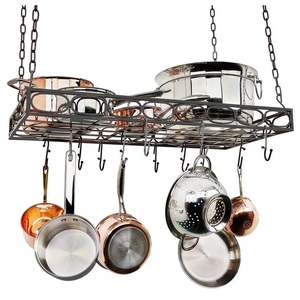 Support de pot ovale suspendu en métal pour casseroles et poêles crochet ustensiles support de rangement suspendu mural organisateur de cuisine - Product Image 3