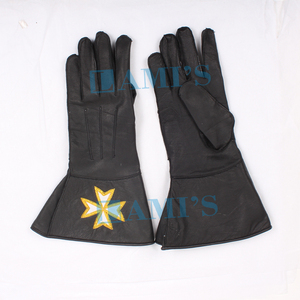 ถุงมือเครื่องราชกกุธภัณฑ์เครื่องราชกกุธภัณฑ์หนังสีดำฟรีเมสันงานปักตามสั่ง - Product Image 4