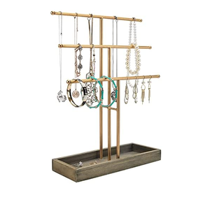 Support à bijoux en laiton à 3 niveaux avec base carrée en marbre, support à bijoux au design classique, qualité exceptionnelle, best-seller - Product Image 4