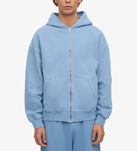 Vente en gros de sweat à capuche personnalisé 100% coton 380 GSM en molleton lourd avec fermeture éclair pour hommes, logo surdimensionné, option multicolore du Bangladesh - Product Image 2