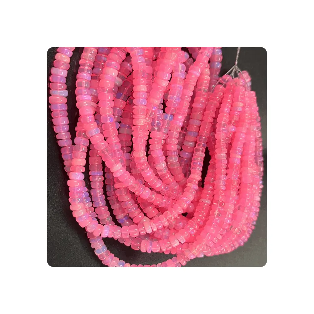 سعر المصنع الطبيعي أوبال الاثيوبية مصبوغ الوردي اللون السلس Rondelle الخرز 3 مللي متر إلى 6 مللي متر 17 بوصة