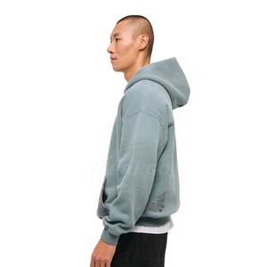 เสื้อฮู้ดดี้ผู้ชายไซส์ใหญ่ ผ้าคอตตอน 100% แบบเรียบ สไตล์ฮิปฮอป สตรีทแวร์ หลายสี หรูหรา ขายส่งจำนวนมาก รับผลิตแบบ OEM - Product Image 2