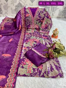 Vêtements ethniques indiens Jarna soie de qualité supérieure avec pantalon Kurti travaillé à la main et Dupatta exportateur et fournisseur indiens vente entière - Product Image 5