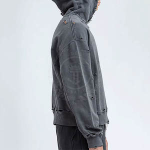 Sudaderas con Capucha de Algodón Mezclado para Hombre, Tallas Grandes, con Logotipo Personalizado, Estilo Desgastado, Precio al por Mayor 2026 - Product Image 4