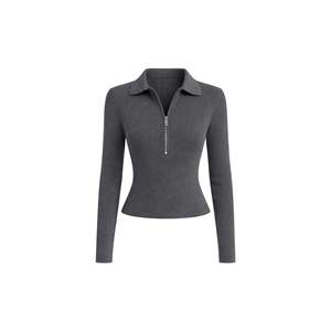 Polo à col zippé avec détails en tricot - Noir - Noir - Product Image 6