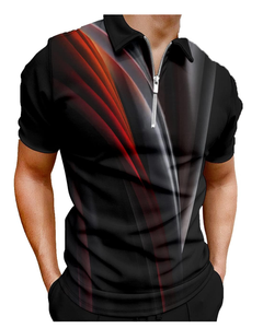 Polo tricoté à manches courtes mode coréenne street style colour block patchwork polo à la mode streetwear fashion - Product Image 1