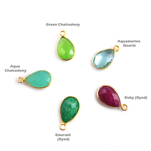 Aqua Calcedonia Bisel Colgante 12x9mm Forma de pera Oro Vermeil 925 Plata de ley Hecho a mano Encantos de plata esterlina Chapado en rodio - Product Image 3