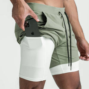 Bermudas informales de doble capa para hombre, pantalones cortos deportivos 2 en 1 para gimnasio y culturismo, pantalones cortos deportivos de entrenamiento para hombre - Product Image 5