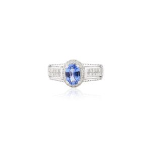 100% naturel bleu saphir diamant bague de fiançailles de luxe 18K solide or blanc sur mesure pour les mariages fêtes Design classique - Product Image 1