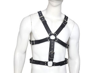 Double Folded Real Cowhide Leather <b>Harness</b> for <b>Men</b> Chest Shoulder <b>Men</b> Fetish Wear MHS-0046 - Product Image 1