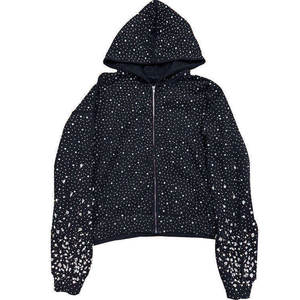 Sudadera con Capucha de Punto con Pedrería para Mujer, Estilo Casual de Invierno, Brillante, Ecológica, Transpirable, Cómoda y Elegante - Product Image 1