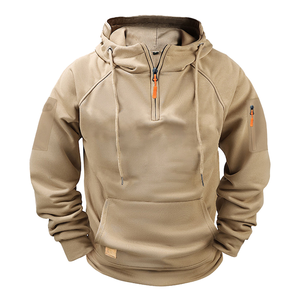 New Fashion Style Blank Color a Quarter Zip Hoody <b>American</b> Size Polyester Sports <b>Hoodie</b> for Men - Product Image 1
