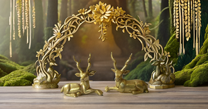 Elegante escultura de ciervo de latón dorado Feng Shui estilo de diseño artesanía de Metal para decoración del hogar lujosa e inspirada en la naturaleza - Product Image 5