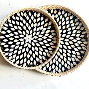 Bandeja de servicio de nácar de ratán ecológica más vendida, utensilios de cocina de madera de bambú para fiestas, venta al por mayor de fábrica de Vietnam - Product Image 3