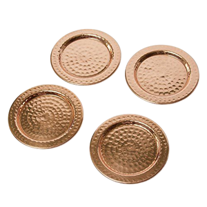 <b>Set</b> of <b>4</b> Metal Coasters With Copper Finished <b>Round</b> Shape <b>for</b> Kitchenware <b>Dining</b> <b>Table</b> Drinks Serving Mats & Pads - Product Image 3