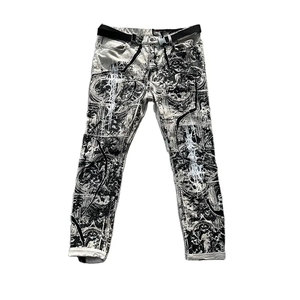 Vente chaude Hommes Baggy Pantalon Jambe Large Broderie Conception Taille Haute Style Droit En Détresse Lavage Mode Outwear Look Tricoté - Product Image 1