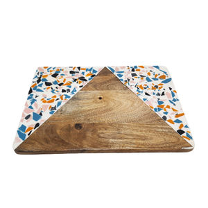 Mango Wood Round Chopping Board Sticker Enamel & Natural <b>Colour</b> Luxury Design Cutting <b>Block</b> & Chopping <b>Block</b> - Product Image 6