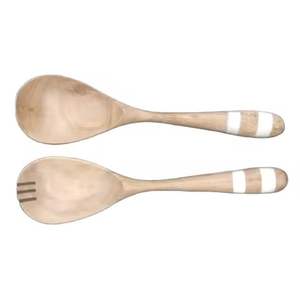 Ensemble de serveurs à salade avec poignée en résine, outils de cuisine en bois de manguier d'acacia naturel - Product Image 4