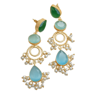 Pendientes de Latón Natural, Hechos a Mano, con Piedras Semipreciosas, Chapados en Oro de Alto Pulido, Diseño Boho Chic, Listos para Enviar al por Mayor - Product Image 1