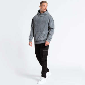 Sudadera con capucha de algodón 100% personalizable para hombre, sudadera bordada con lavado ácido de invierno, ajuste Regular, poliéster/algodón teñido liso - Product Image 2