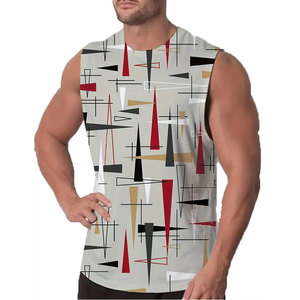 Camiseta sin mangas de alto rendimiento para hombre, de marca privada, tejida, transpirable, de malla, cuello redondo, color liso, poliéster/algodón, de alta calidad, para correr - Product Image 1