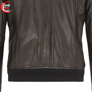 Veste d'hiver en cuir et toile pour homme, style streetwear, couleur unie, logo personnalisé, col montant, imperméable et coupe-vent - Product Image 6