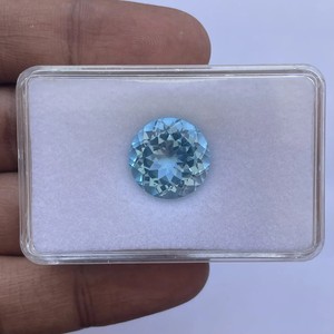 Piedra de Topacio azul natural de 8mm, piedra preciosa calibrada suelta de corte redondo facetado, compre a precio mayorista ahora del fabricante y proveedor - Product Image 4