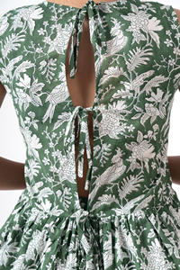 Mini vestido verde estampado de verano para mujer con vieiras bordadas sin mangas Top Shorts Venta caliente rodilla Loungewear conjunto de ropa de dormir - Product Image 4