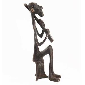 Estatua hecha a mano de latón indio para decoración del hogar, estatua de estatua antigua africana de músico de la tribal, artículos de regalo, tamaño: 20x4 cm, SNS-1011 - Product Image 2