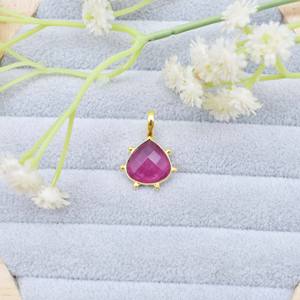 Pendentif en pierre précieuse de quartz rose 925 ensemble de lunette en argent sterling pierre précieuse faite à la main en forme de coeur à facettes, bijoux pour femmes au design élégant - Product Image 3