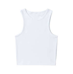 Débardeur d'été en coton spandex côtelé de haute qualité avec logo personnalisé Femme Crop Top Slim Fit Women Workout Tank Top - Product Image 2