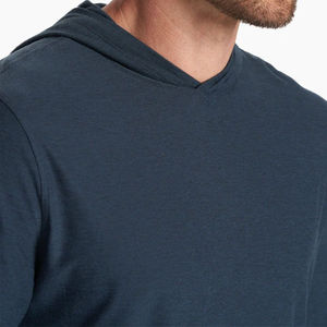 Men's Navy Blue Long Sleeve Hooded <b>UV</b> <b>Protection</b> Shirt 100% Polyester Quick Dry Solid Color Pullover Fishing Wear - Product Image 4