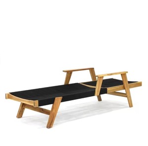 Tumbona de teca, tumbona para exteriores, asiento de cuerda negro, muebles de madera de teca, pedido previo, 1 contenedor de 20 pies, artículos mixtos, muebles de madera - Product Image 2