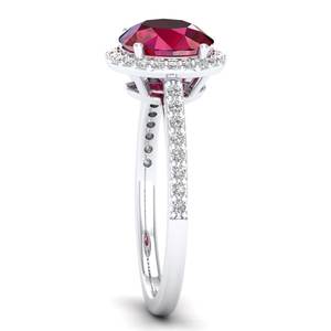 Anneaux de fiançailles halo en argent sterling 925 avec moissanite, prix de gros REYES, nouveau design, coupe ronde, pierre précieuse rubis 2 carats, pour femmes - Product Image 3