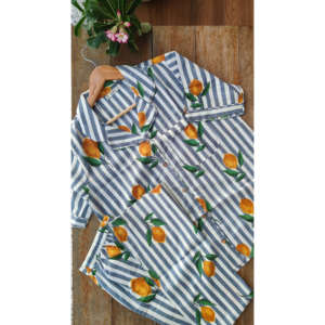 Conjunto de Salón Lemon Zest Stripe con Cinta Elástica a Juego, Tejido Transpirable - Product Image 2